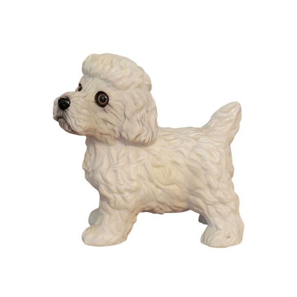 Vintage 1985 Purebred Pets By Kathy Wise Bichon Puppy Figurine with Glass Eyes - Picture 3 of 6